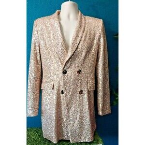 Vintage Judith March Sequin Jacket Blazer Champagne Size Large Womens